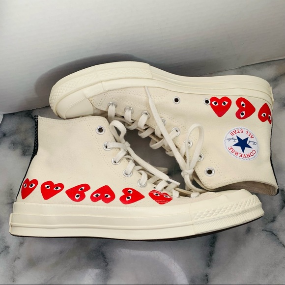 Converse Shoes - Converse 70s Hi Comme des Garçons Play Multi Heart White Sneakers W10.5 M8.5